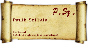 Patik Szilvia névjegykártya