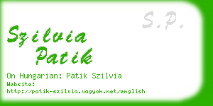 szilvia patik business card